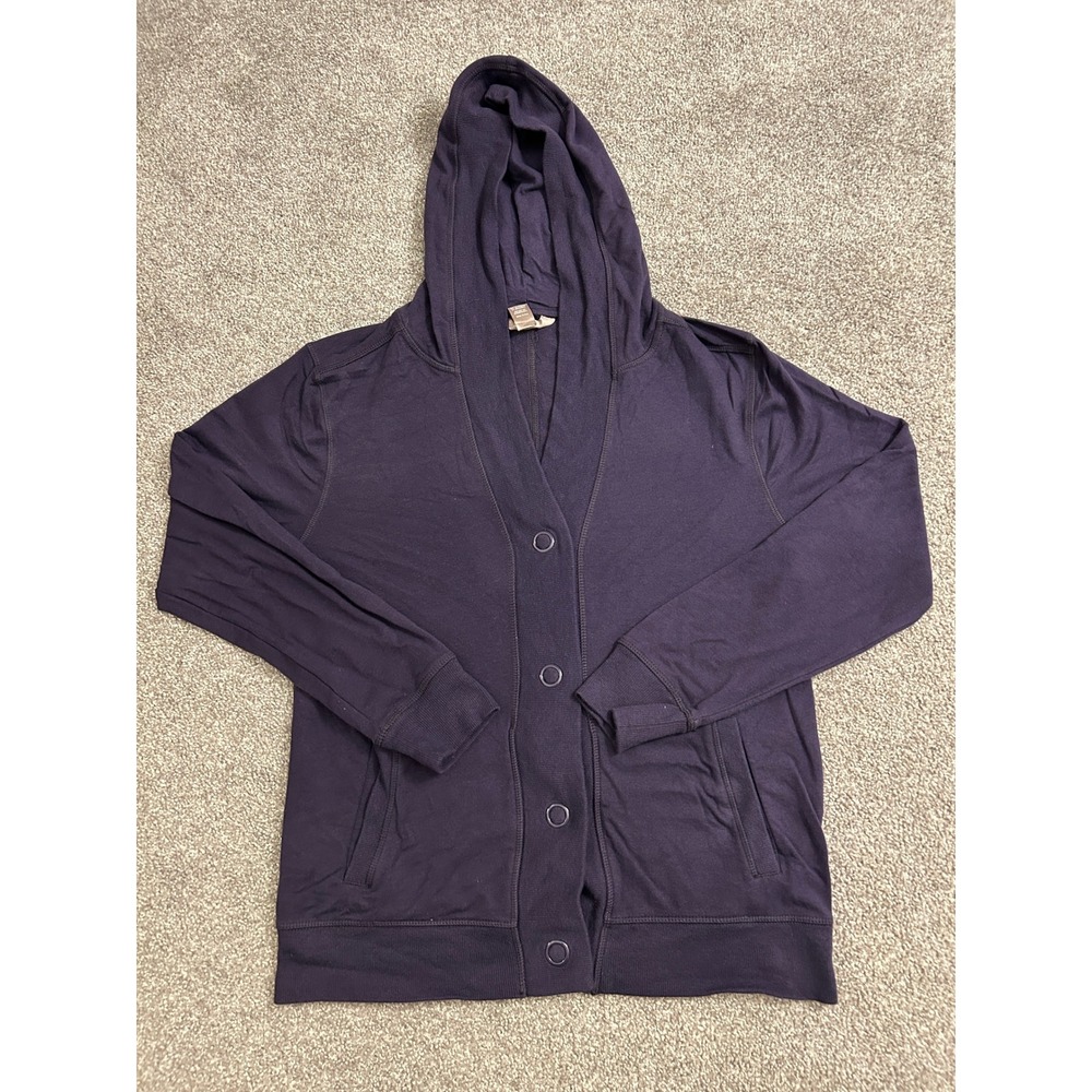 White Stag Hooded Cardigan Womens S 4-6 Purple Button Front Hooded Sweatshirt